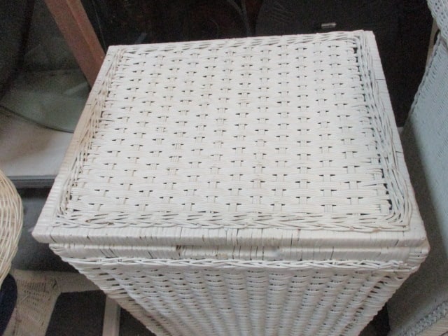 White Wicker Clothes Hamper - 2