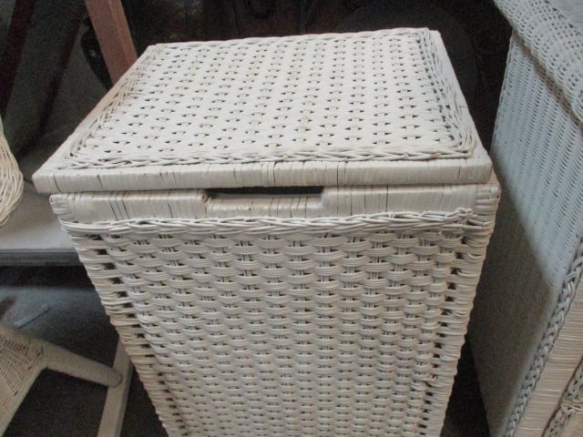 White Wicker Clothes Hamper - 3