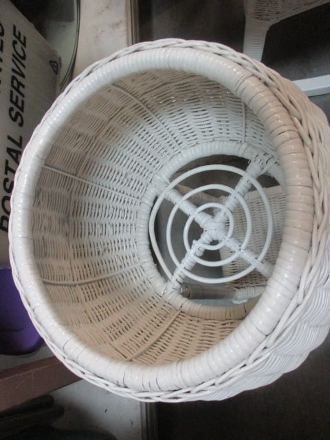 White Wicker Plant Stand - 2