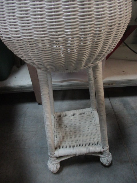 White Wicker Plant Stand - 4