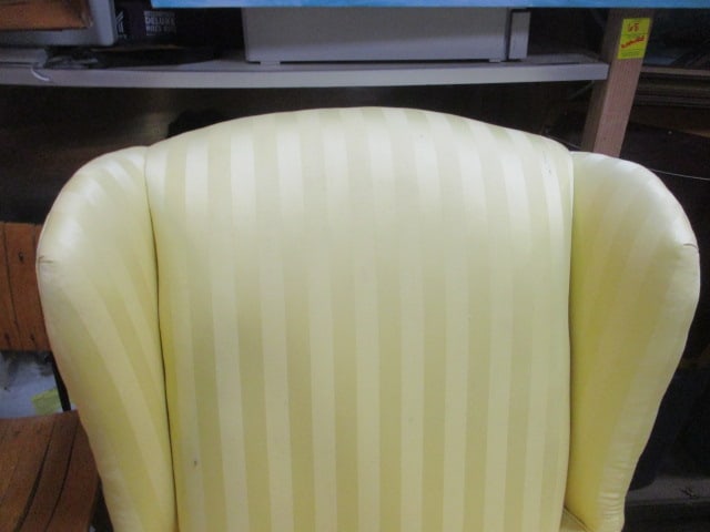Yellow Stripe Upholstered Wingback Occasional Chair - 2