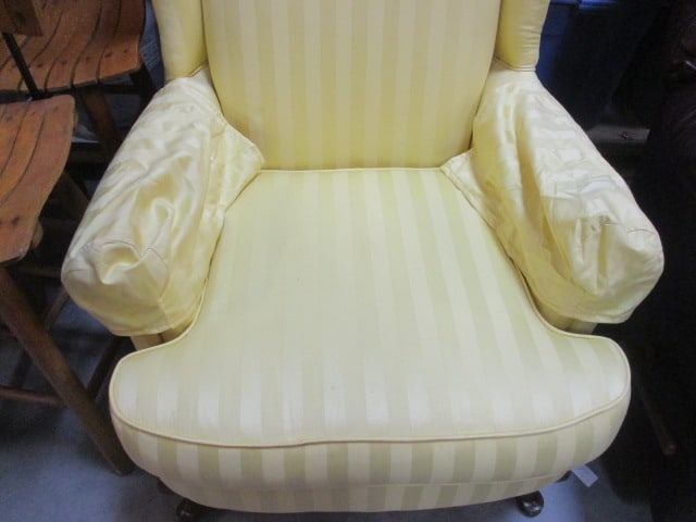 Yellow Stripe Upholstered Wingback Occasional Chair - 4