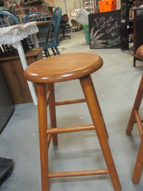 Wood Counter Height Oak Bar stools - 4