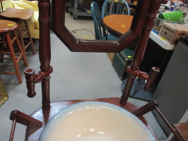 Antique Style Wood Wash Stand w/Porcelain Wash Basin & Pitcher - 3
