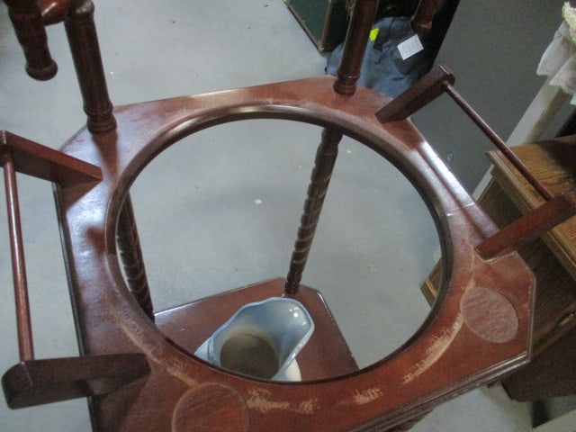 Antique Style Wood Wash Stand w/Porcelain Wash Basin & Pitcher - 6