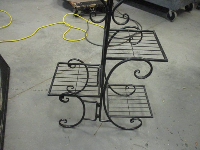 Black Scroll Accented 4 Tier Metal Plant Stand - 4