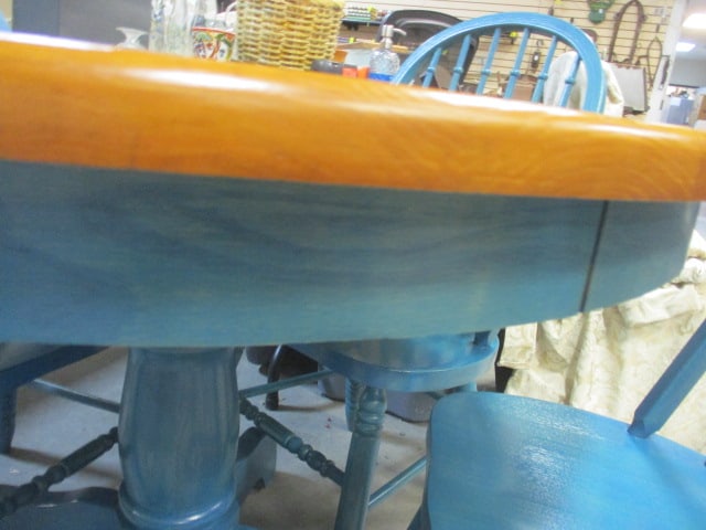 Pedestal Turquoise Painted Dining Set w/4 Chairs - 5