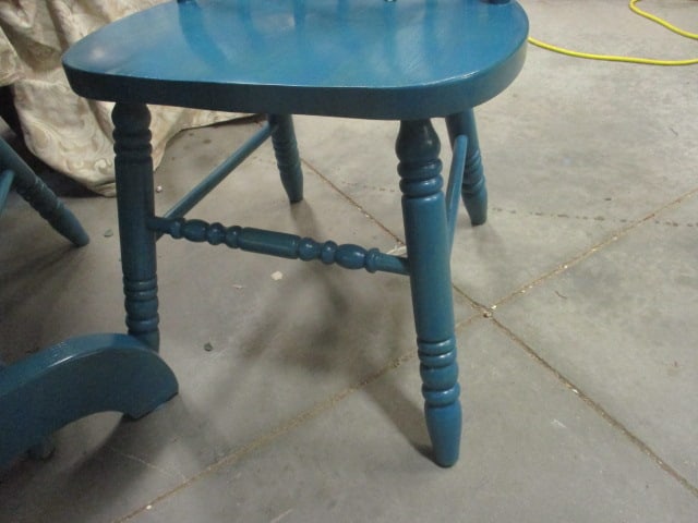 Pedestal Turquoise Painted Dining Set w/4 Chairs - 7