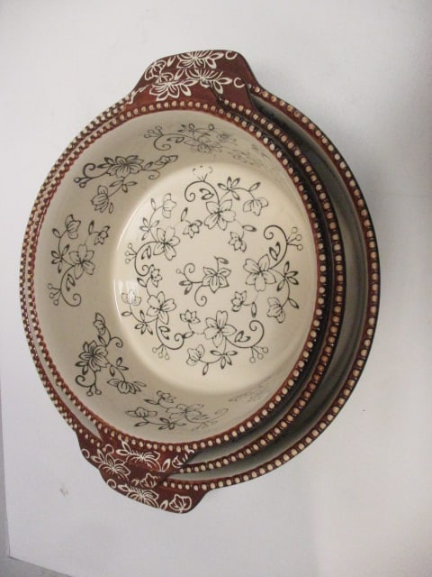 Temptations Tara Floral Lace Black Ceramic Bakeware/Storage Set - 7
