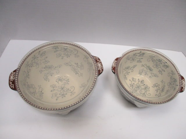 Temptations Tara Floral Lace Black Ceramic Bowls (Lot of 2) - 2