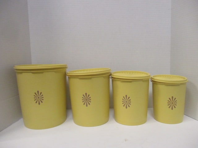 Tupperware Vtg. Yellow 4 PC Canister Set: .