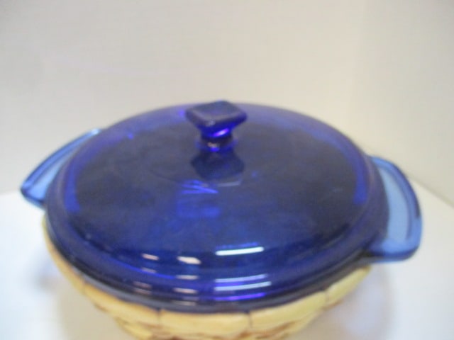 Cobalt Blue Casserole w/Basket & Black Casserole Dish - 6