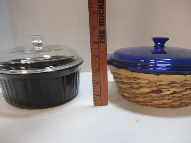 Cobalt Blue Casserole w/Basket & Black Casserole Dish - 9