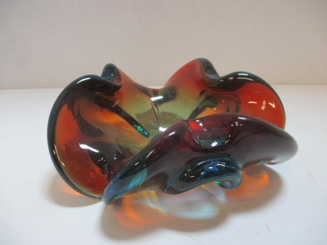 Murano Style Mid Century Handblown Art Glass Bowl