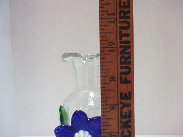 Handblown Clear & Green Art Glass Vase - 6