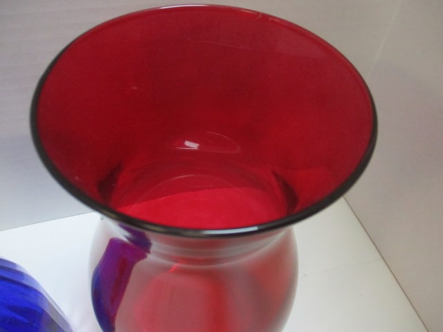 Liberty Cobalt Blue Milk Bottle, Red Vase & Bake Shop Basket - 9