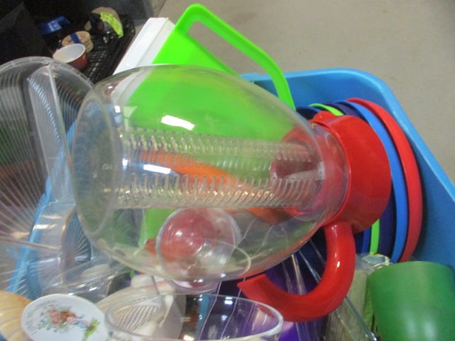 Kitchen Plastic Wares Grouping-Platter, Cups, Pitchers, etc. - 4