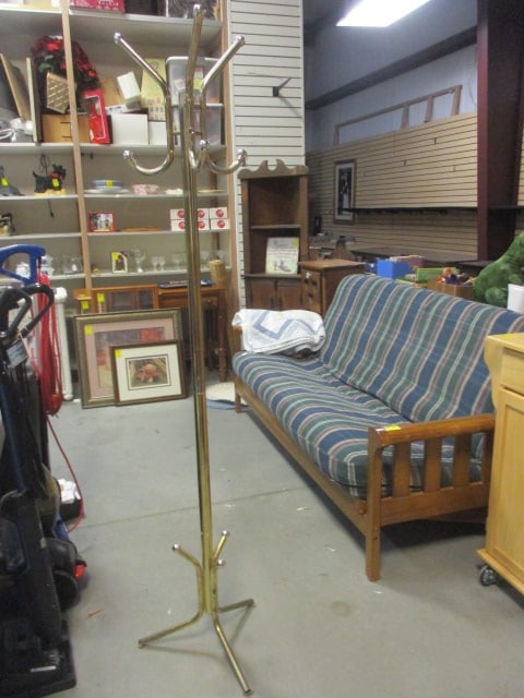 Brass tone Coat/Hat Rack: 69"