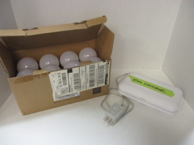 Phone Sanitizer & Battery Back Up Led Bulbs in Box: .