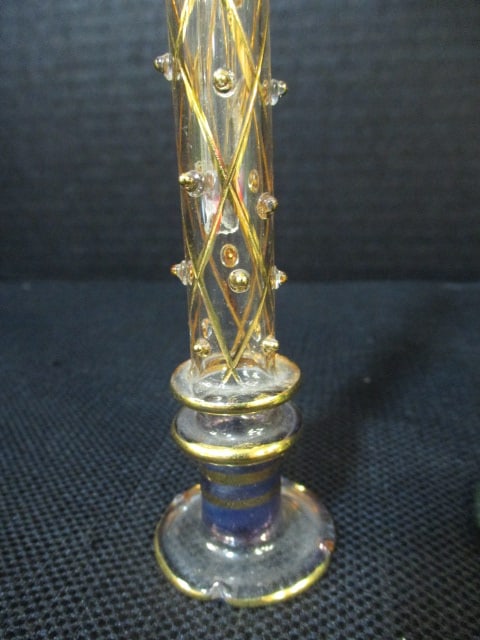Handblown Art Glass 5" Vase, Art Glass 6" Candlestick Holder, - 11