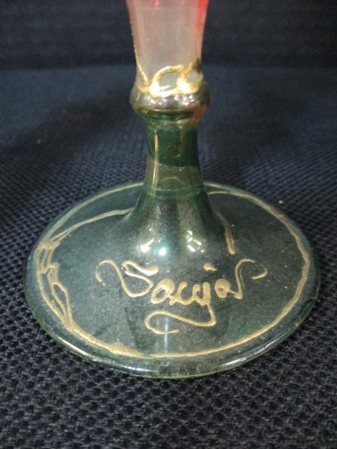 Handblown Art Glass 5" Vase, Art Glass 6" Candlestick Holder, - 5