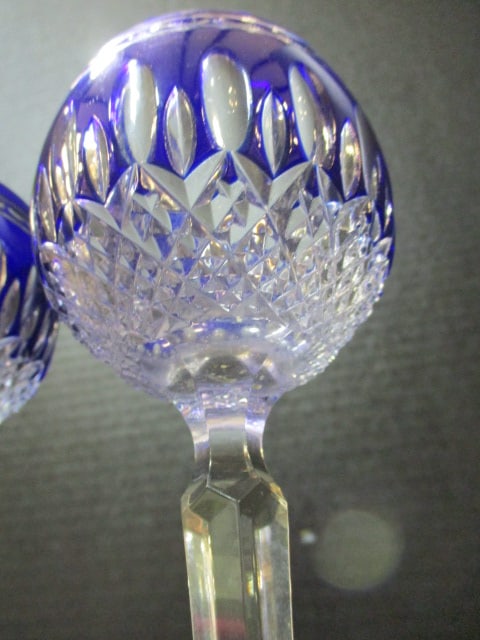 Waterford Clarendon Cobalt Cut to Clear Crystal Wine Stems - 3