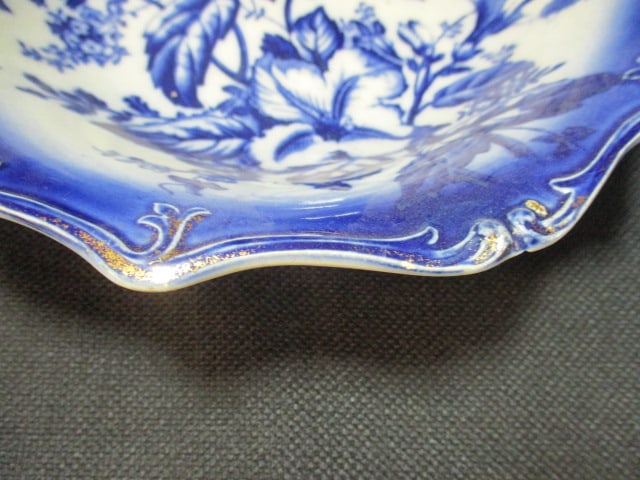 Flow Blue (Lot of 2) Serving Bowls 9" & Flow Blue Tidbit Plate - 6
