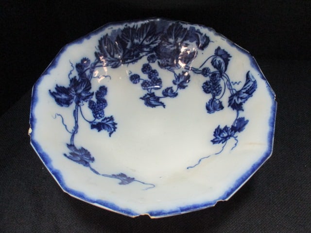 Flow Blue (Lot of 2) Serving Bowls 9" & Flow Blue Tidbit Plate - 8