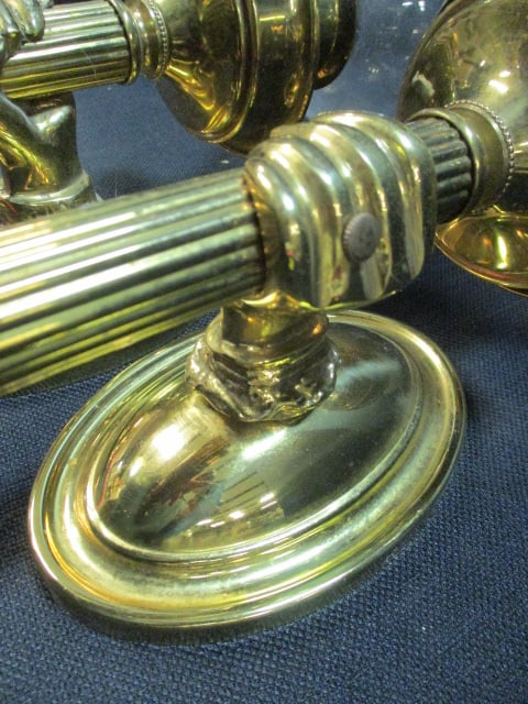 Wall Sconce Brass Candleholders (PR) w/Hurricanes - 2