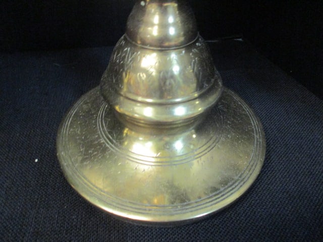 Moroccan Style Etched Brass Tall Altar Candlesticks - 2