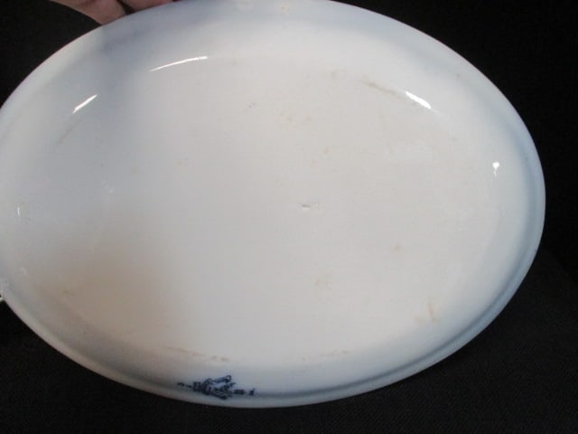 Staffordshire Royal Pottery Flow Blue Platter & 2 Bowls - 4