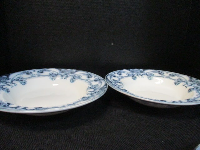 Staffordshire Royal Pottery Flow Blue Platter & 2 Bowls - 6