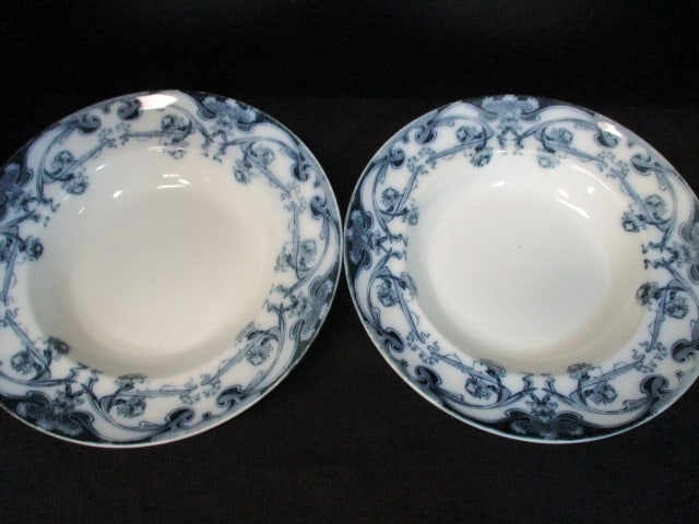 Staffordshire Royal Pottery Flow Blue Platter & 2 Bowls - 7