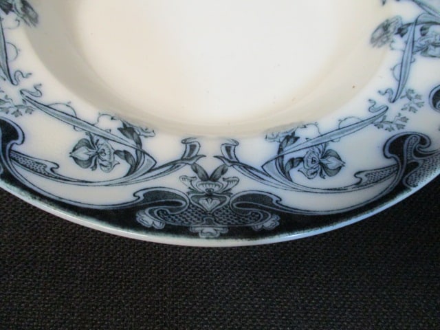 Staffordshire Royal Pottery Flow Blue Platter & 2 Bowls - 8