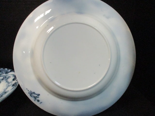 Staffordshire Royal Pottery Flow Blue Platter & 2 Bowls - 9