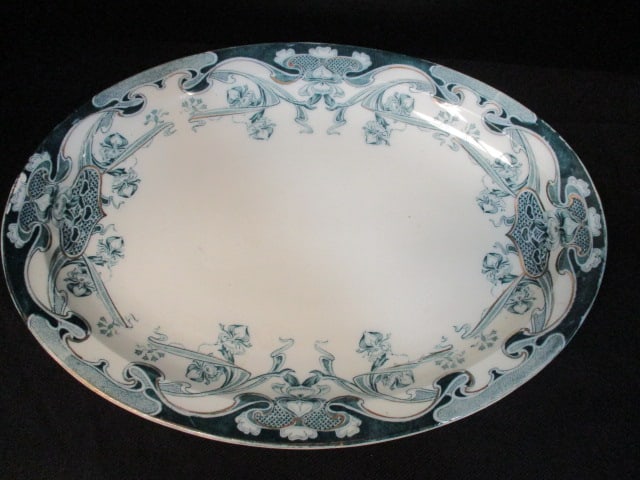 Staffordshire Flow Blue (3 PC) Platter & 2 6" Plates - 6