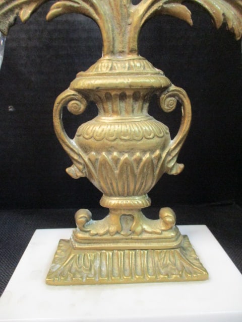 Brass & White Marble Triple Candleabras (PR) - 4