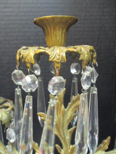 Brass & White Marble Triple Candleabras (PR) - 5