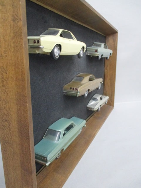 RARE Vintage Dealer Promotional "Passenger Side" 1/2 Car Promos In Wooden Shadow Box - 2