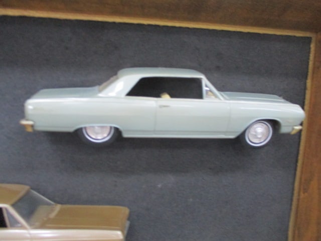 RARE Vintage Dealer Promotional "Passenger Side" 1/2 Car Promos In Wooden Shadow Box - 4