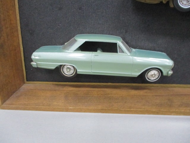 RARE Vintage Dealer Promotional "Passenger Side" 1/2 Car Promos In Wooden Shadow Box - 6