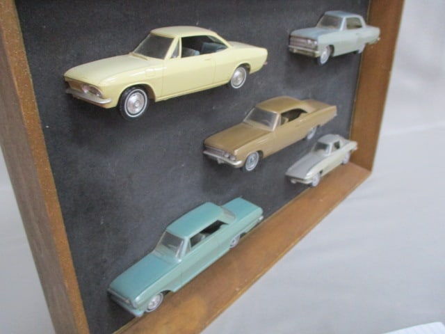 RARE Vintage Dealer Promotional "Driver Side" 1/2 Car Promos In Wooden Shadow Box - 2