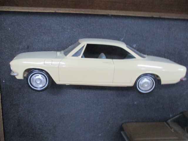 RARE Vintage Dealer Promotional "Driver Side" 1/2 Car Promos In Wooden Shadow Box - 3