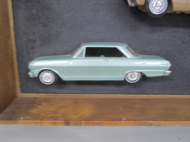 RARE Vintage Dealer Promotional "Driver Side" 1/2 Car Promos In Wooden Shadow Box - 6
