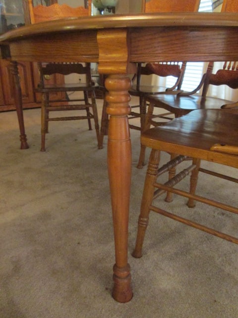 Royola Pacific Ltd. Oak Dining Table and Six Gingerbread Style Spindle Back Side Chairs - 8