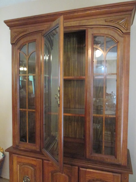 Royola Pacific Ltd. Oak 2 Piece Illuminated China Cabinet - 6