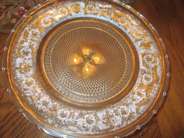 Two Pressed Glass Cake/Dessert Pedestals, Cake Dome and 2 Tier Dessert/Snack Server - 5