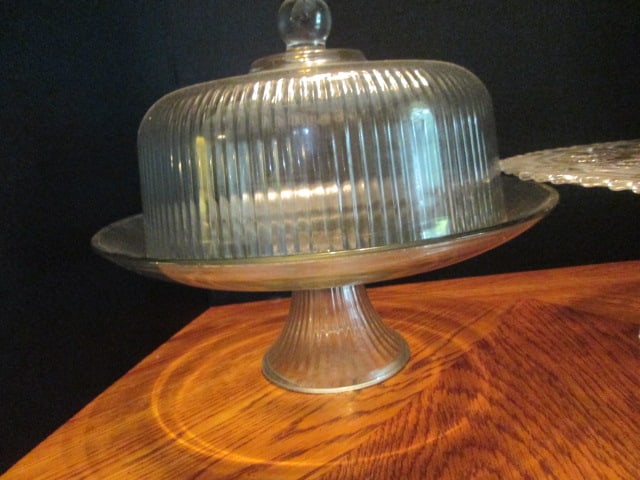 Two Pressed Glass Cake/Dessert Pedestals, Cake Dome and 2 Tier Dessert/Snack Server - 8