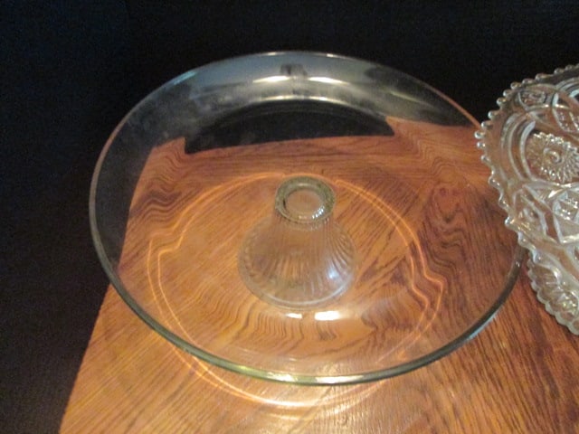 Two Pressed Glass Cake/Dessert Pedestals, Cake Dome and 2 Tier Dessert/Snack Server - 9