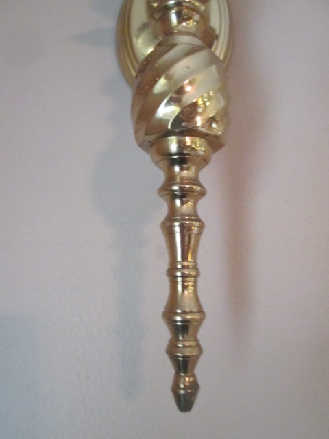 Pair of Brass Hurricane Shade Candle Scones - 2